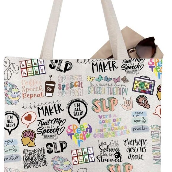 Speech Language Pathologist Tote Bag Gift Inspired Therapy Quote Canvas - Picture 1 of 6